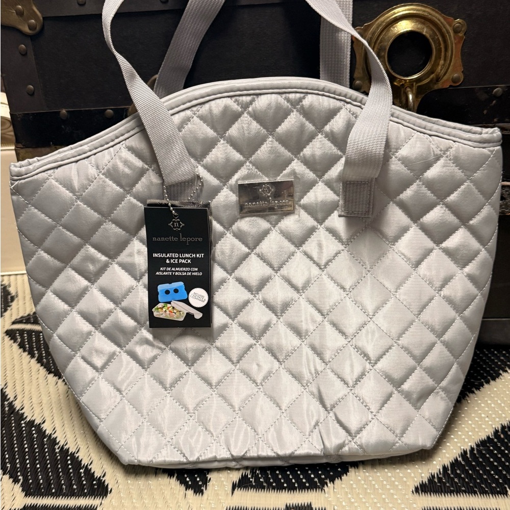 Nanette Lepore Quilted Silver Tote Bag